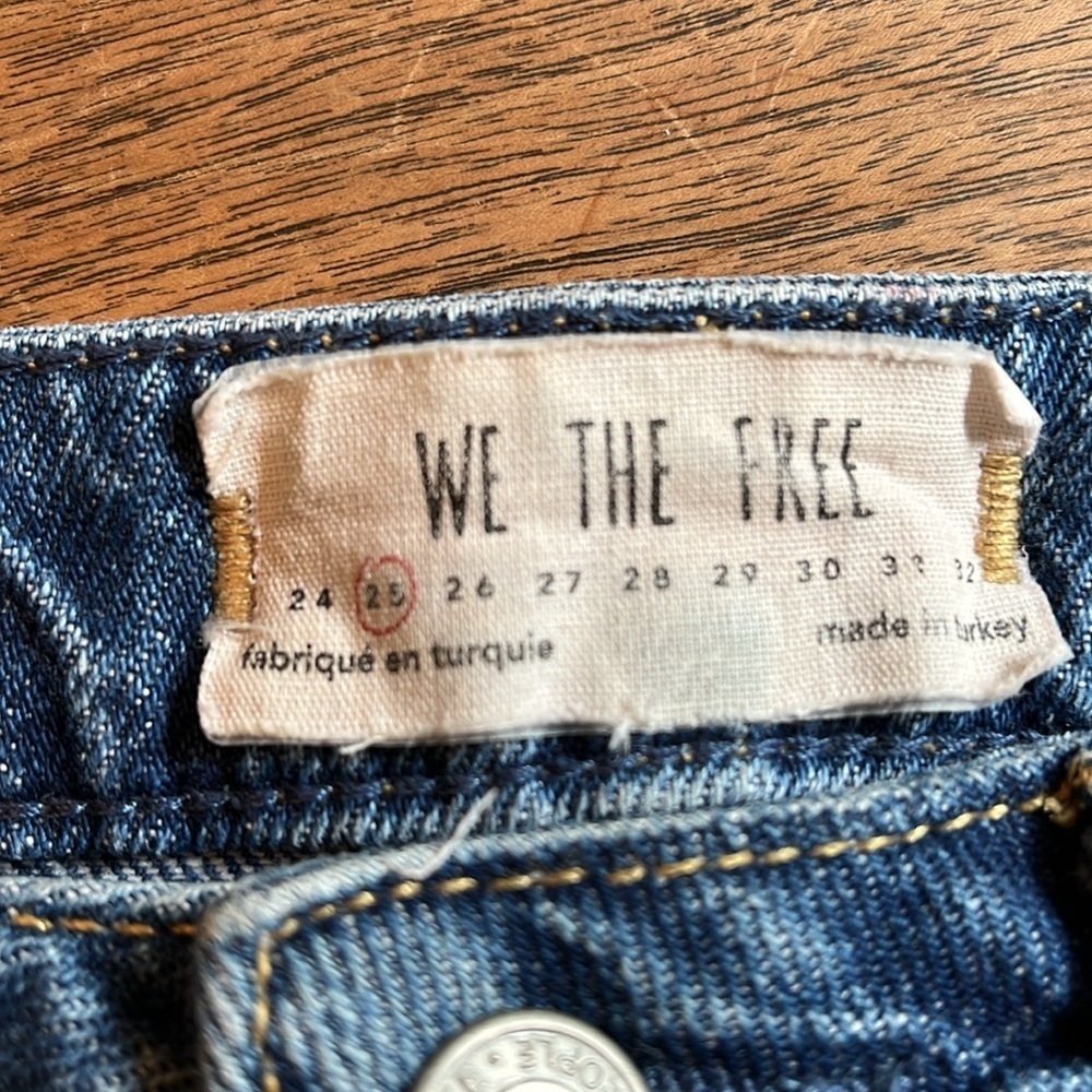 We The Free Breezy Button Fly Denim Jean Raw Hem Distressed Mini Skirt 25 - Picture 8 of 13
